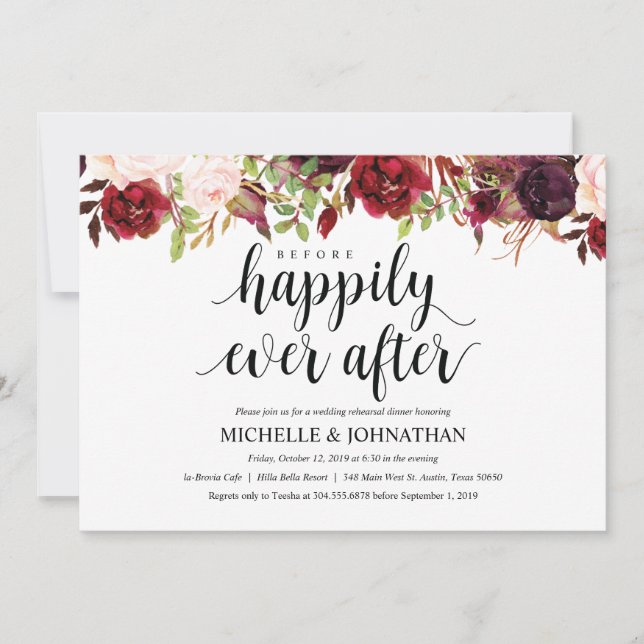 Convite Janto de Ensaio Rustic Burgundy (Frente)