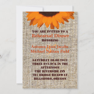Convite janto de ensaio Rustic Burlap Sunflower Wedding