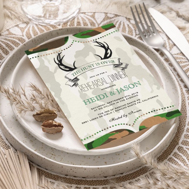 Convite janto de ensaio Rustic Camo "A Caça Acabou" (Criador carregado)
