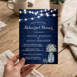 Convite Janto de Ensaio Rustic Midnight Blue Lights