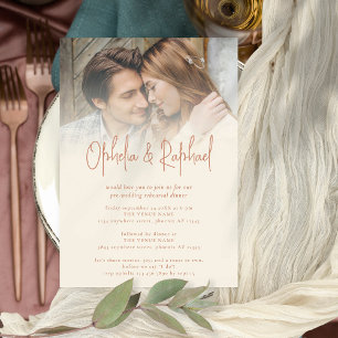 Convite Janto de Ensaio Rustic Photo Script Cream Wedding
