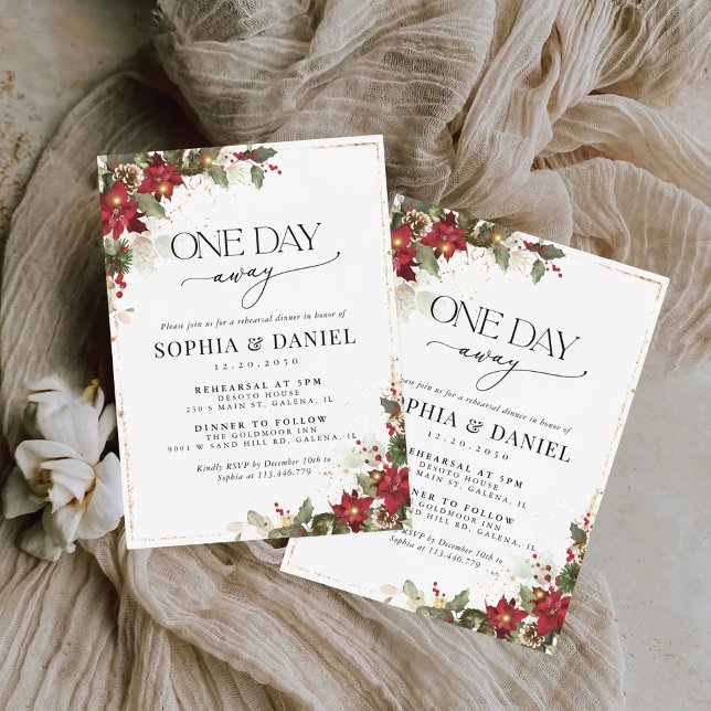 Convite Janto de ensaio Rustic Pine Poinsettia (Criador carregado)