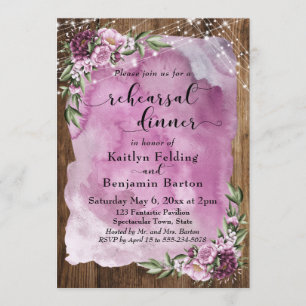 Convite Janto de Ensaio Rustic Watercolor Floral Lights