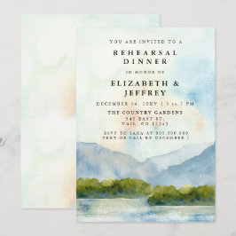 Convite Janto de Ensaio Rustic Watercolor Mounts Lake