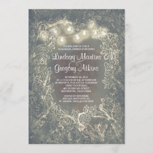 Convite Janto de Ensaio Rustic Woodland String Lights