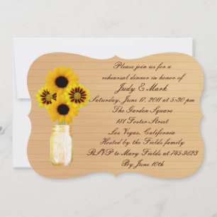 Convite Janto de Ensaio Rustic Yellow Mason Jar Convidado