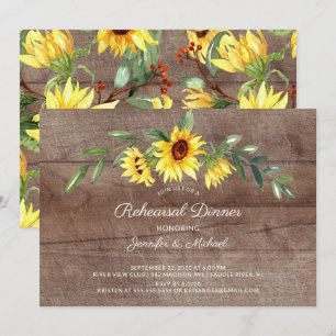Convite Janto de ensaio Rustic Yellow Sunflower