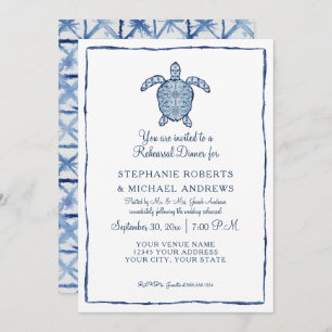Convite Janto de ensaio Shibori Indigo Seaturtle Beach