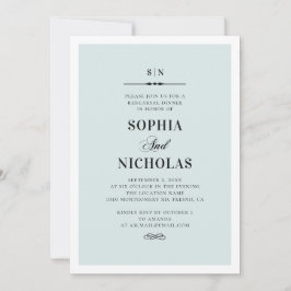 Convite Janto de ensaio simples azul. Elegante clássico