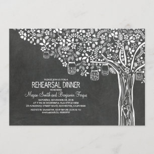 Convite Janto de ensaio Tree Mason Jar Lights Chalkboard