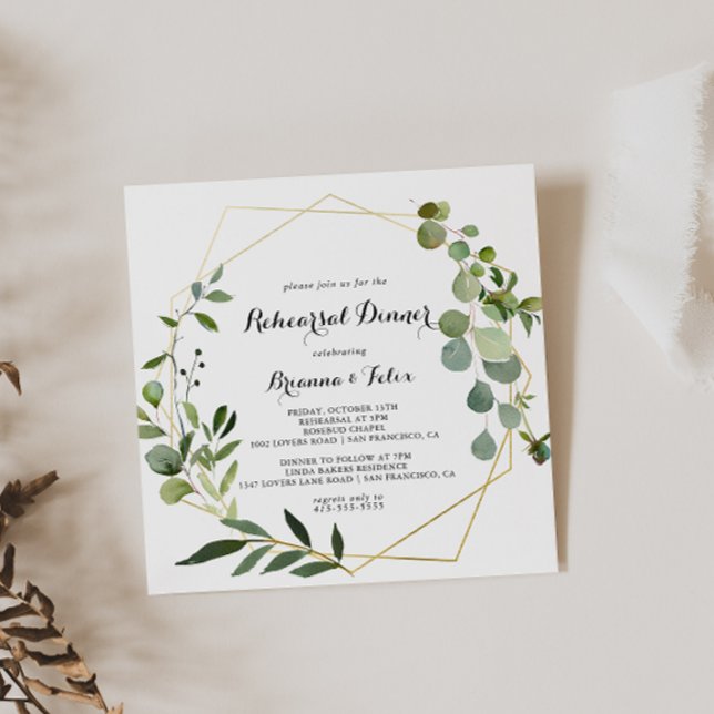 Convite Janto de ensaio tropical Dourado geométrico (Criador carregado)