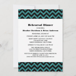 Convite Janto de Ensaio Turquoise Chevron Glitter Convidad