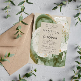 Convite Janto de ensaio verde de abstrato Watercolor Sage