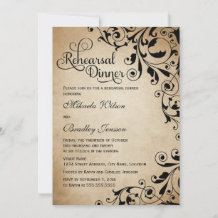 Convite Janto de ensaio Vintage Flourish Swirls