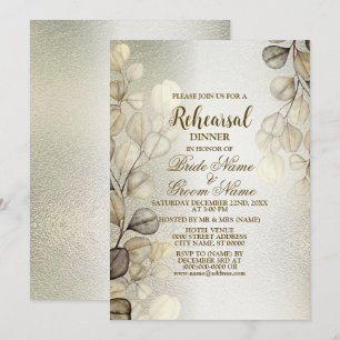 Convite Janto de ensaio "Watercolor Dourado Eucalyptus"