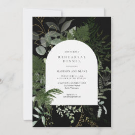 Convite Janto de ensaio Wild Fern Greenery Black Weding