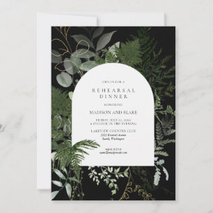 Convite Janto de ensaio Wild Fern Greenery Black Weding