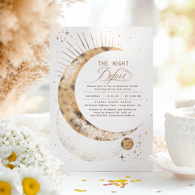 Convite Janto de Ensaios da Noite Celestial das Estrelas (The Night Before Stars and Moon Rehearsal Dinner Invitation)