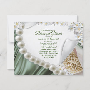 Convite Janto de Ensaios da Seda Verde e Pérolas de Marfi