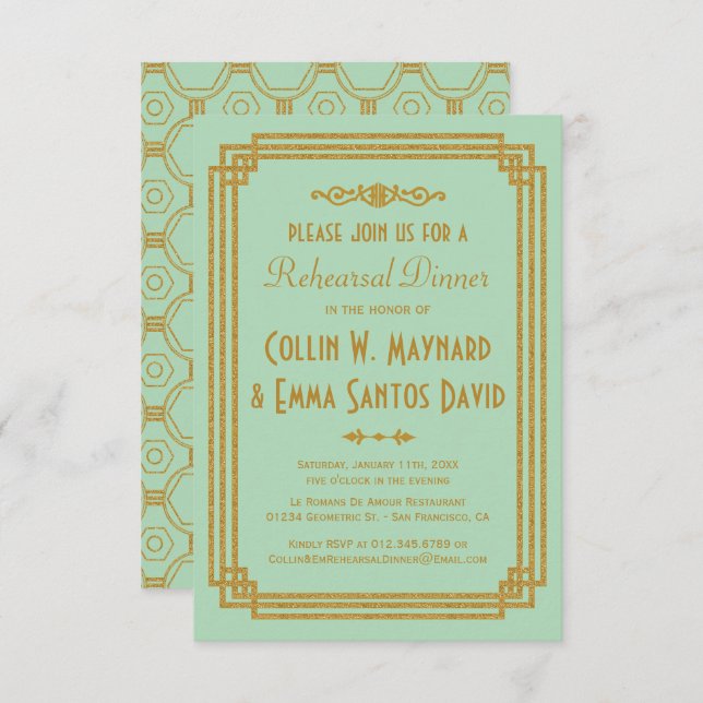 Convite Janto de Ensaios de Arte Deco Mint (Frente/Verso)