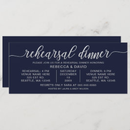 Convite Janto de Ensaios de Caligrafia em marinho e Prata