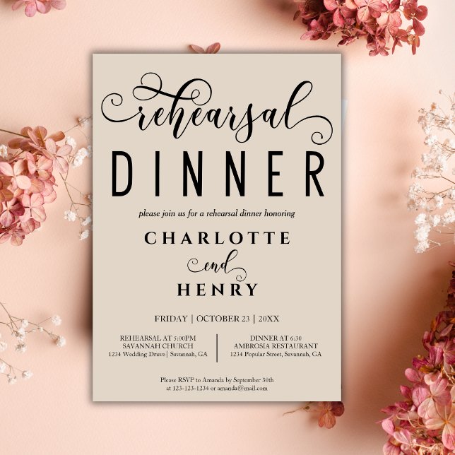 Convite Janto de Ensaios de Casamento de Caligrafia Elegan (Criador carregado)