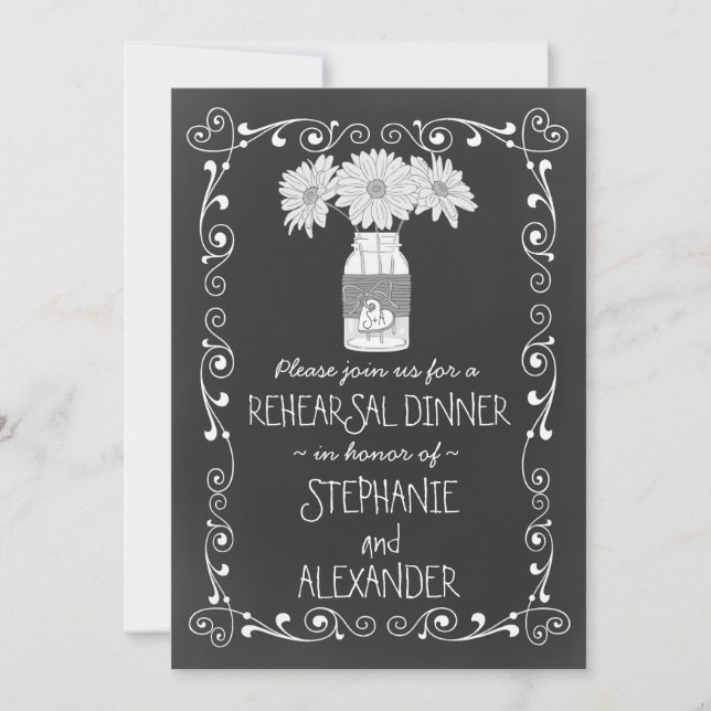 Convite Janto de Ensaios de Casamento de Chalkboard Mason  (Frente)