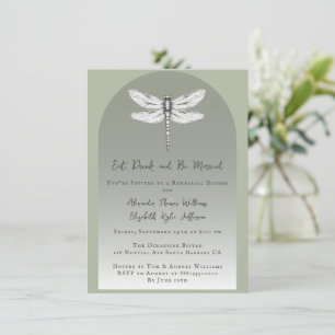 Convite Janto de Ensaios de Casamento de Dragonfly Verde S