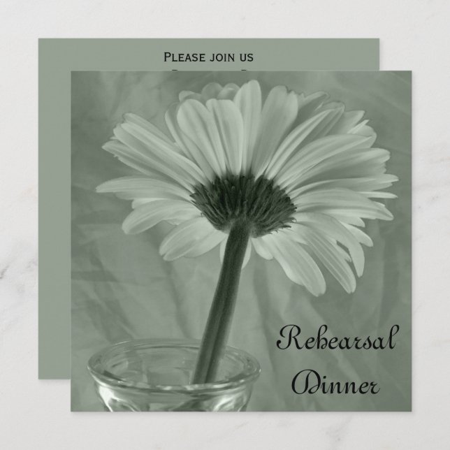 Convite Janto de Ensaios de Casamento de Gerber Daisy Gree (Frente/Verso)