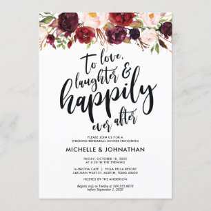 Convite Janto de Ensaios de Casamento Floral da Borgonha C