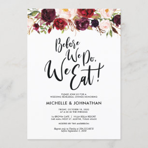 Convite Janto de Ensaios de Casamento Floral da Borgonha C