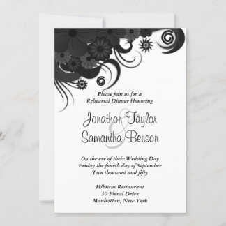 Convite Janto de Ensaios de Casamento Floral Negro Convida