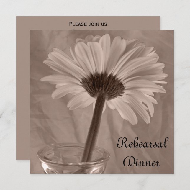 Convite Janto de Ensaios de Casamento Gerber Daisy da rosa (Frente/Verso)