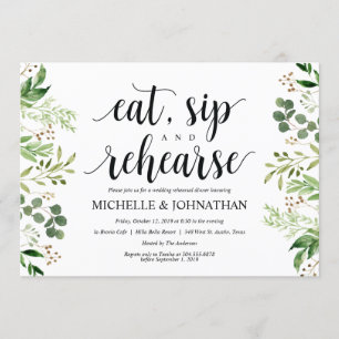 Convite Janto de Ensaios de Casamento Russo Greenery Convi