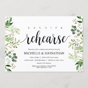 Convite Janto de Ensaios de Casamento Russo Greenery Convi