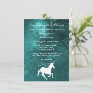 Convite Janto de Ensaios de Casamento Teal Unicorn Convida