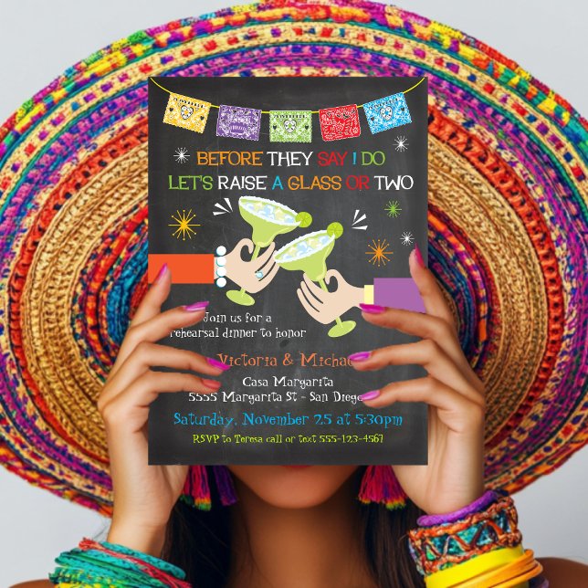 Convite Janto de Ensaios de Fiesta Mexicano Chalkboard (Criador carregado)