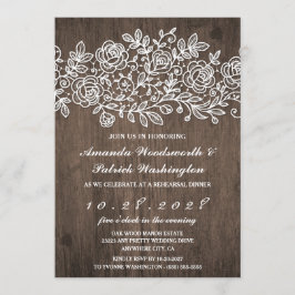 Convite Janto de Ensaios de Madeira com Raça Rústica Lace-