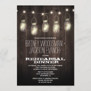 Convite Janto de Ensaios de Madeira Rústica Mason Jar Con