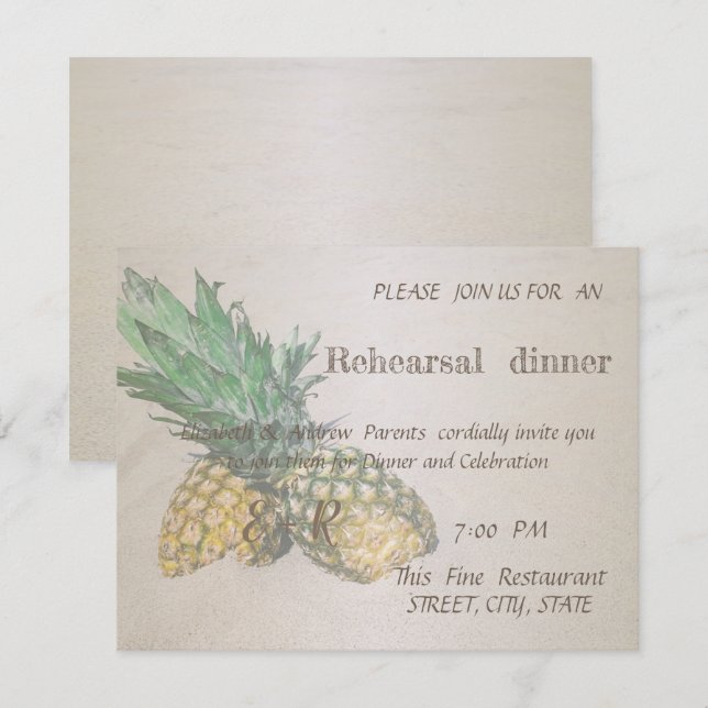 Convite Janto de Ensaios de Pineapple em Casamento de Prai (Frente/Verso)