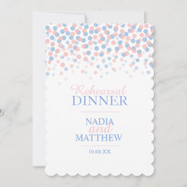 Convite Janto de ensaios de pontos de confete azul-rosa co