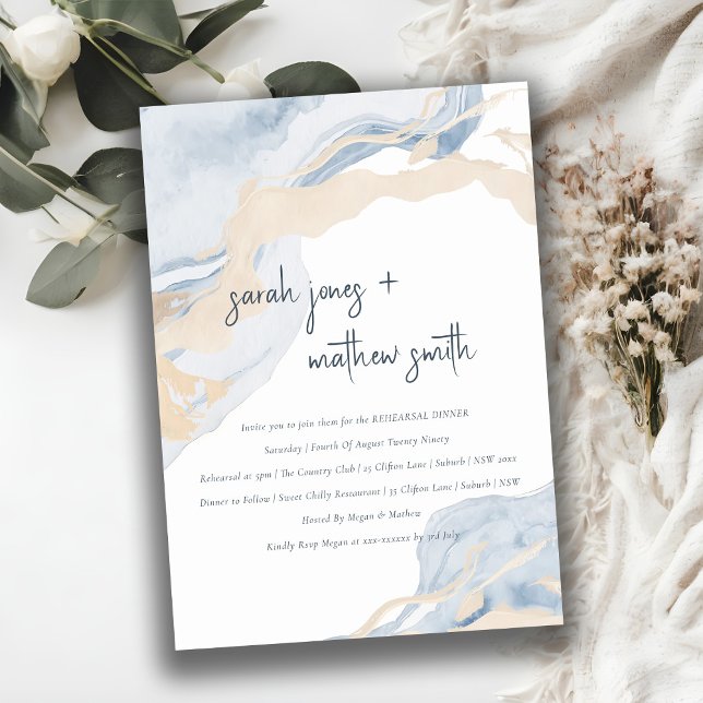 Convite Janto de Ensaios de Praia do Mar de Beige Azul abs (Criador carregado)