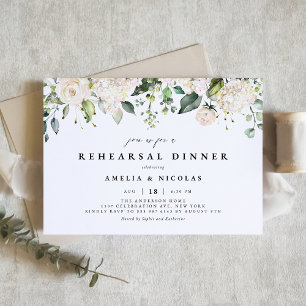 Convite Janto de Ensaios de Rosas Brancas e Hydrangeas