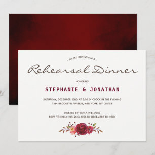 Convite Janto de Ensaios Florais de Burgundy Marsala Rosas
