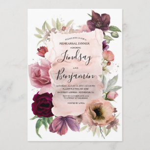 Convite Janto de Ensaios Florais Dusty Rosa e Marsala Red