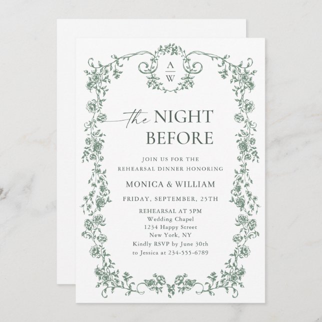 Convite Janto de Ensaios Verdes do Ornamentado Vitoriano G (Frente/Verso)