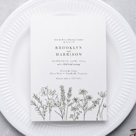 Convite Janto de Ensaios Verdes Elegante Boho Wildflower