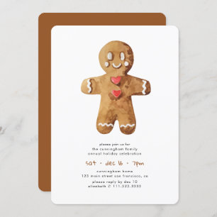 Convite Janto de Feriado Simples Gingerbread Man