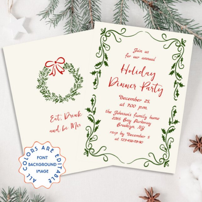 Convite Janto de Férias de Natal Imaginosas Desenhadas à M (Criador carregado)