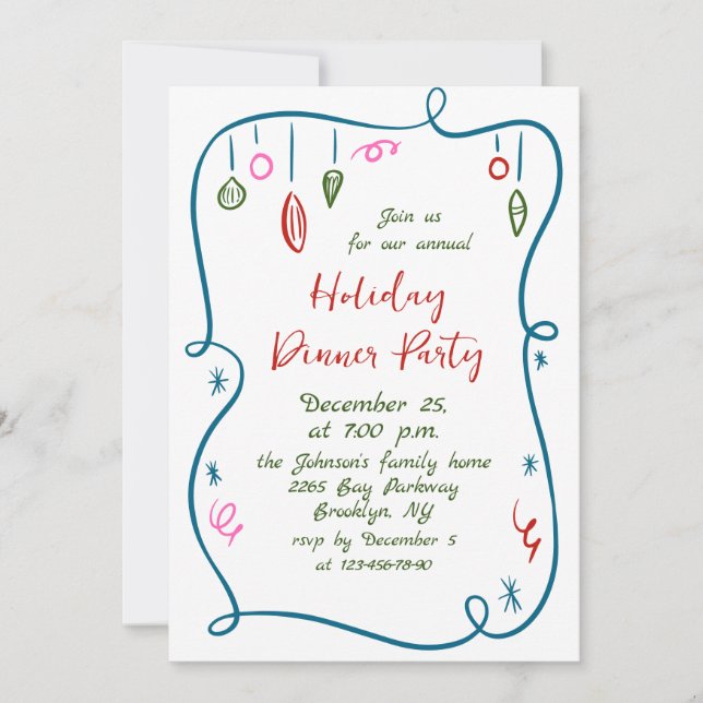 Convite Janto de Férias de Natal Imaginosas Desenhadas à M (Frente)